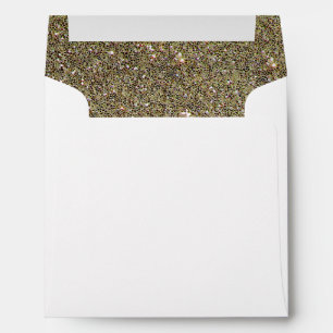 Enveloppe Glamour Doublée Pailletée Bronze Or Élég