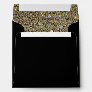 Enveloppe Glamour Doublée Pailletée Bronze Or Élég
