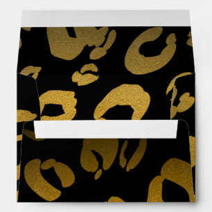 Enveloppe Glamour Noir & Or Imprimé Léopard Guépar