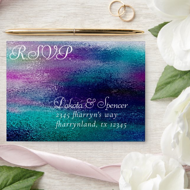 Enveloppe Glitzy Foil | Adresse RSVP Holographique Iridescen (Wedding)