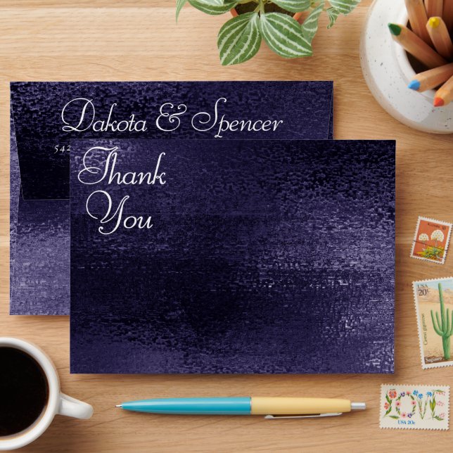 Enveloppe Glitzy Foil | Merci violet de minuit Indigo (Desk)