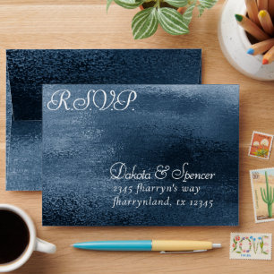 Enveloppe Glitzy Foil Parties scintillant Bleue Marine RSV