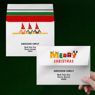 Enveloppe Gnomes mignons Joyeux Noël coloré