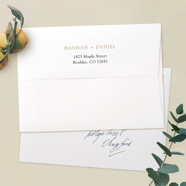 Enveloppe Gold 5 x 7 Faire-part de mariage Adresse de retour (Créateur téléchargé)