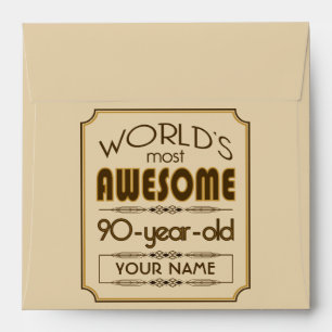 Enveloppe Gold 90th Birthday Celebration World Best Fabulous