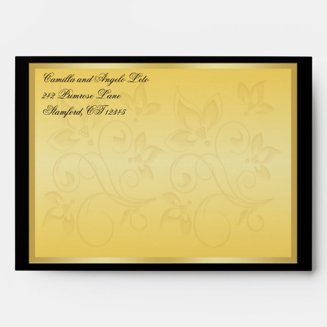 Enveloppe Gold and Black Floral 5x7" (Devant)