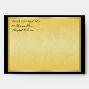 Enveloppe Gold and Black Floral 5x7"