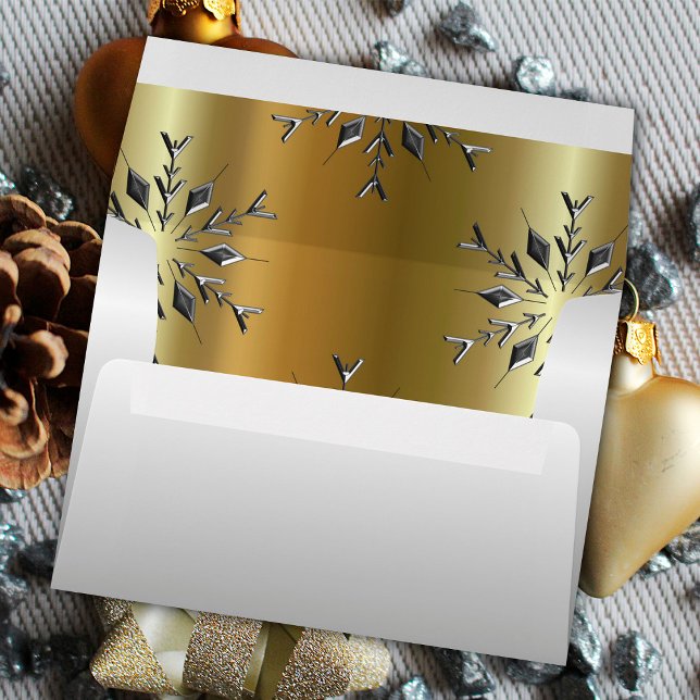 Enveloppe Gold and Silver Snowflakes Christmas  (Gold and Silver Snowflakes Christmas Envelope by the Olde Christmas Shoppe)
