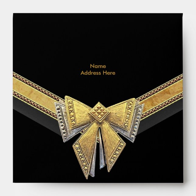 Enveloppe Gold Black Trim Bow (Devant)