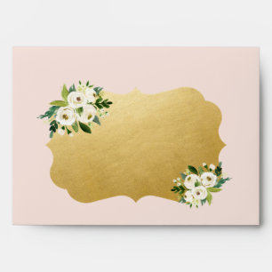 Enveloppe Gold Bracket Return Adresse Rose Gold Pink Flowers