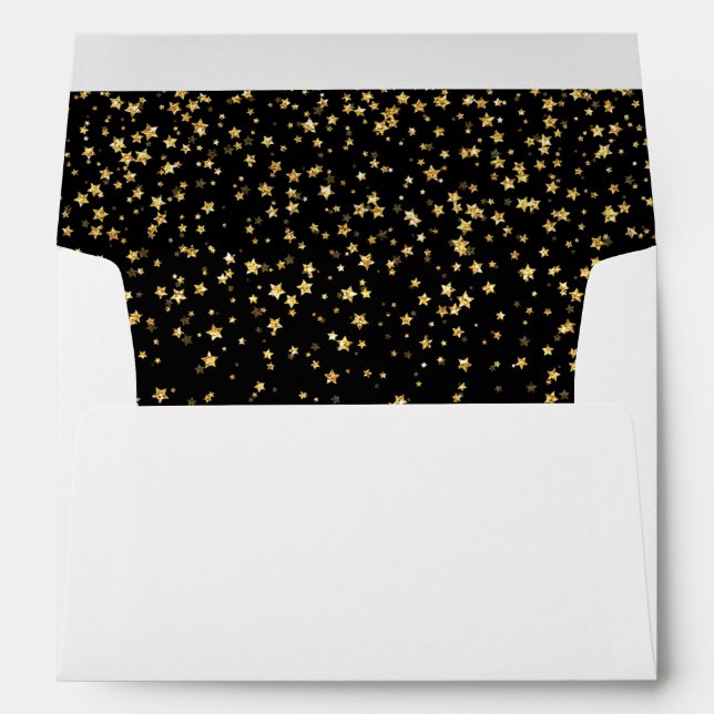 Enveloppe Gold Confetti sur Bachelorette noire Invitation (Dos (Bas))