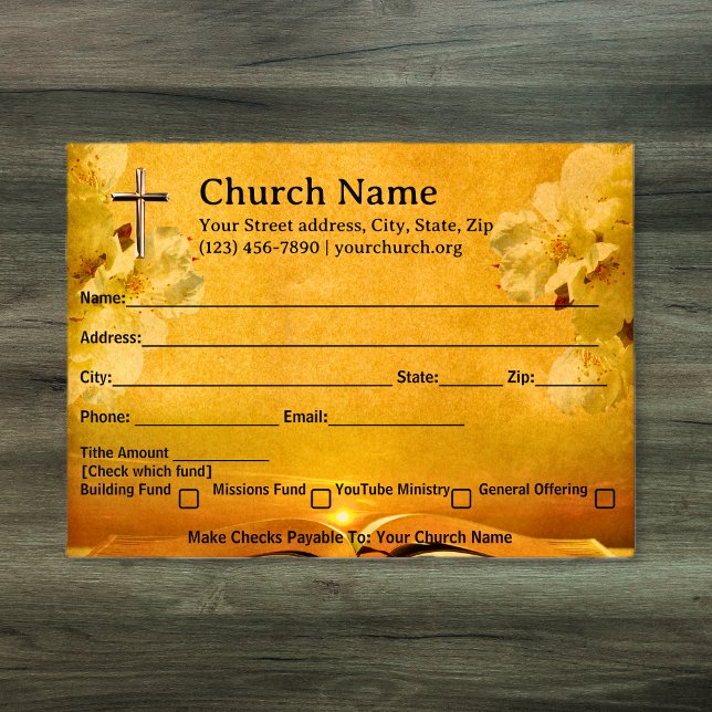 Enveloppe Gold Cross Bible Eglise floral Tithe Offre (Gold Cross Bible Church floral Tithe Offering Envelope)