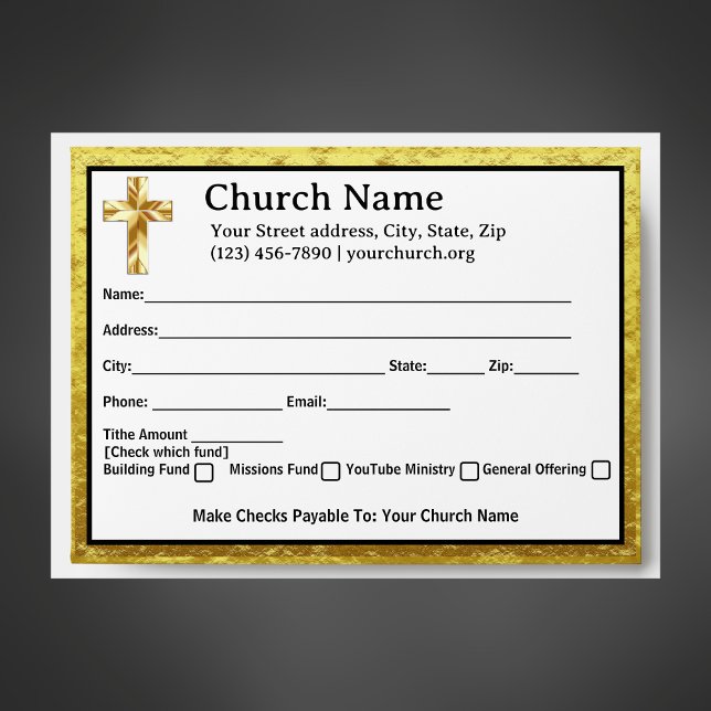 Enveloppe Gold Cross Classy Church Tithe Offre Collection (Gold Cross Classy Church Tithe Offering Collection Envelopes)