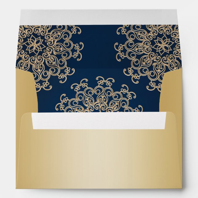 Enveloppe Gold et Navy Blue Indian Style (Dos (Bas))