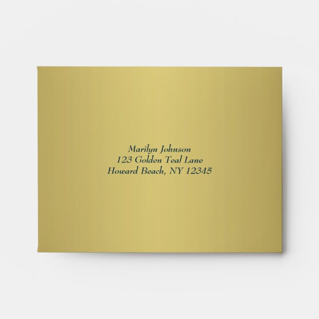 Enveloppe Gold et Turquoise A2 pour RSVP (Devant)