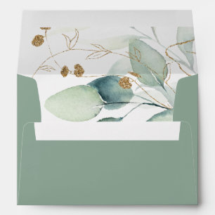 Enveloppe Gold Eucalyptus Calligraphie