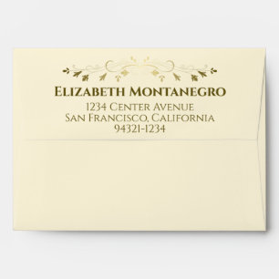 Enveloppe Gold Fancy Mariage Floral Bells Frontale Crème