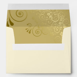Enveloppe Gold Floral Filigree Elegant Curls Cream Mariage