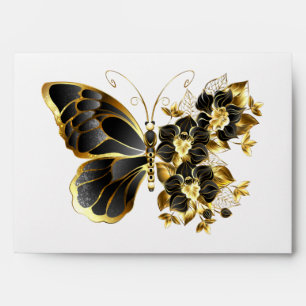 Enveloppe Gold flower Butterfly with Black Orchid