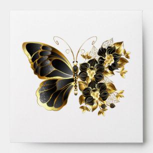 Enveloppe Gold flower Butterfly with Black Orchid