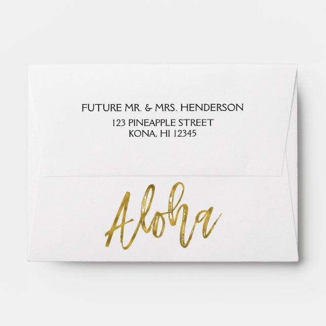 Enveloppe Gold Foil Aloha Tropical Mariage hawaïen (Dos (Haut rabat))