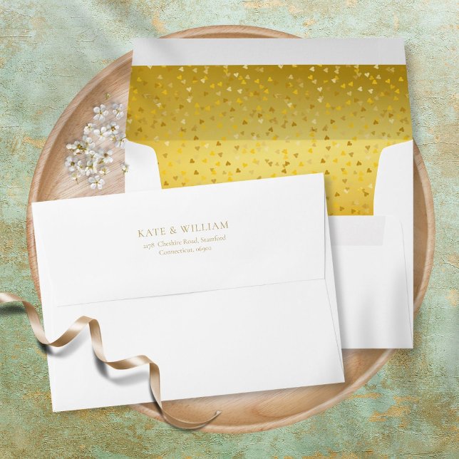 Enveloppe Gold Foil Love Hearts Confetti Adresse de retour (Créateur téléchargé)