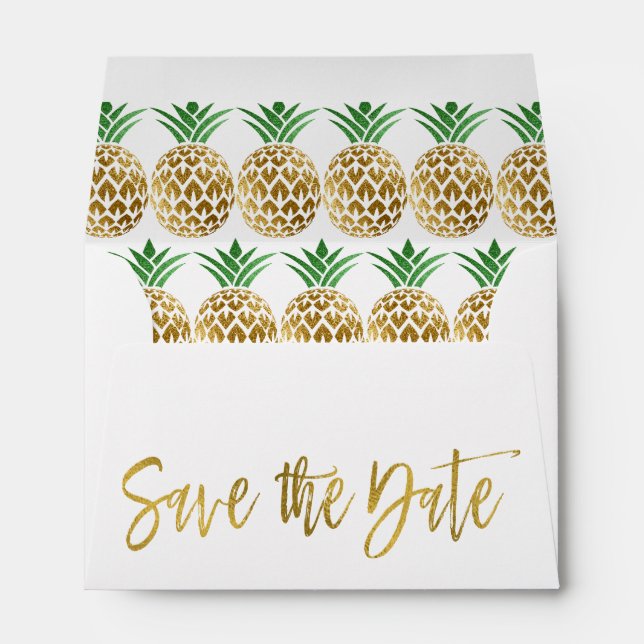 Enveloppe Gold Foil Script Wedding Enregistrer la date Anana (Dos (Bas))