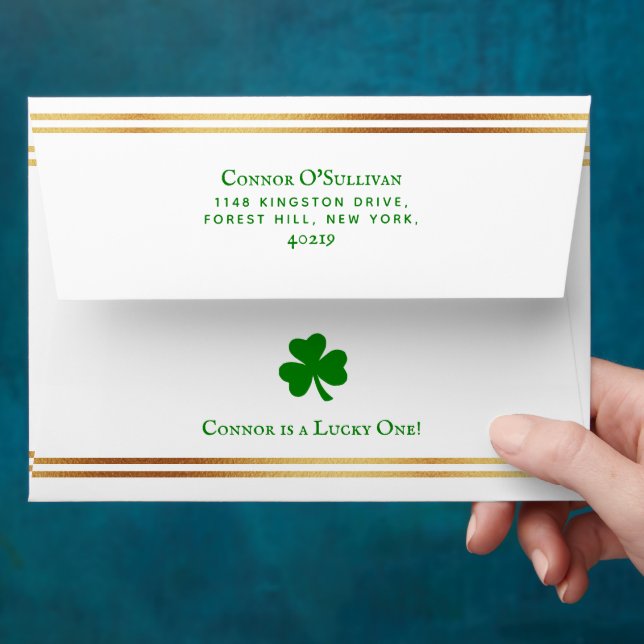 Enveloppe Gold Foil St. Patrick's Day 1er anniversaire (Hand)