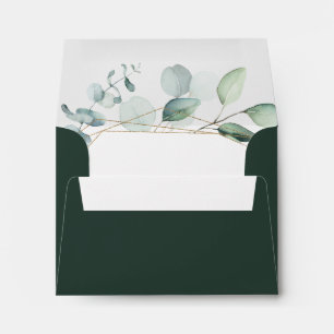 Enveloppe Gold Geometry Greenery Préimpression de l'adresse 