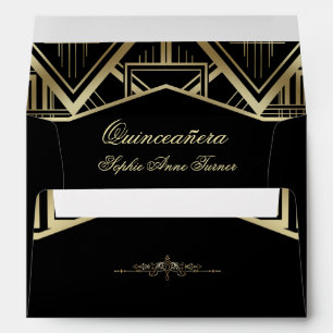 Enveloppe Gold Great Gatsby Art Déco Style Quinceañera