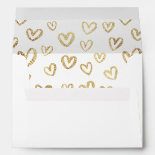 Enveloppe Gold Hearts White Custom Return Adresse