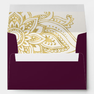 Enveloppe Gold Indian Paisley Faire-part de mariage
