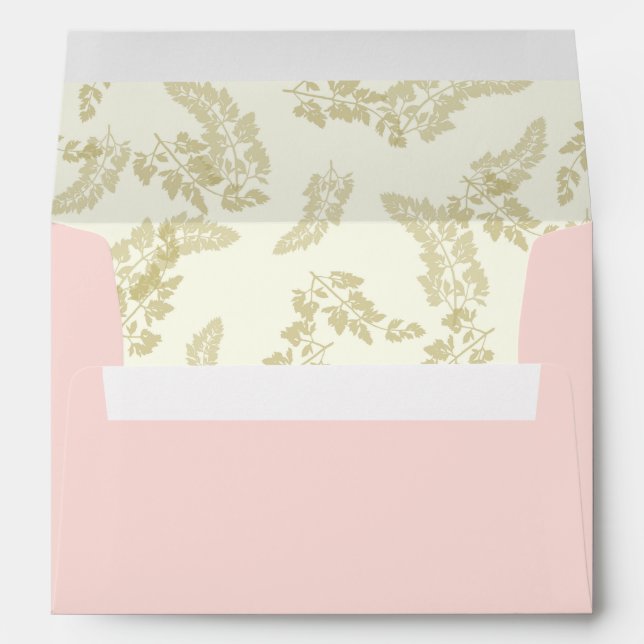 Enveloppe Gold Leaf Design Blush Pink et Ivoire (Dos (Bas))
