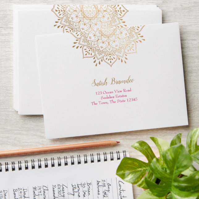 Enveloppe Gold mandala rose (Stacked)