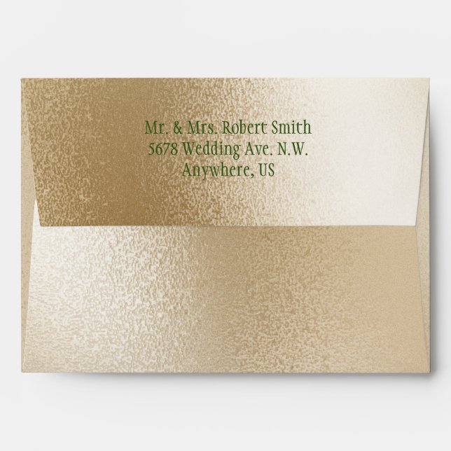 Enveloppe Gold Metallic Moderne Élégant Vert Mariage élégant (Dos (Haut rabat))