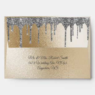 Enveloppe Gold Metallic Silver Parties scintillant Drip Élég
