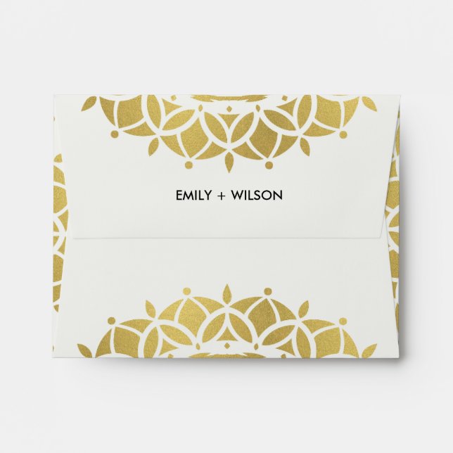 ENVELOPPE GOLD ORNATE BLANC FUTURE MR & MRS. ADRESSE RSVP (Dos (Haut rabat))