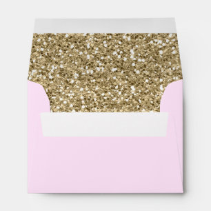 Enveloppe Gold Parties scintillant Modern Blush Pink Faux Ad