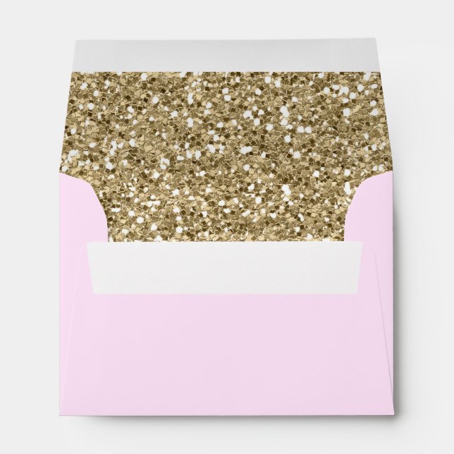 Enveloppe Gold Parties scintillant Modern Blush Pink Faux Ad (Dos (Bas))