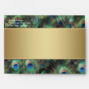 Enveloppe Gold Peacock Feather Elegant Graduation