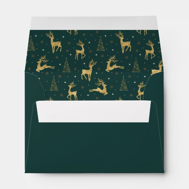 Enveloppe Gold Reindeer Christmas Tree Motif ID853 (Dos (Bas))