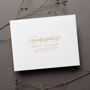 Enveloppe Gold Romantic Mariage Adresse pré-imprimée RSVP
