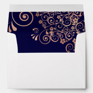 Enveloppe Gold rose et bleu marine à l'intérieur d'un mariag