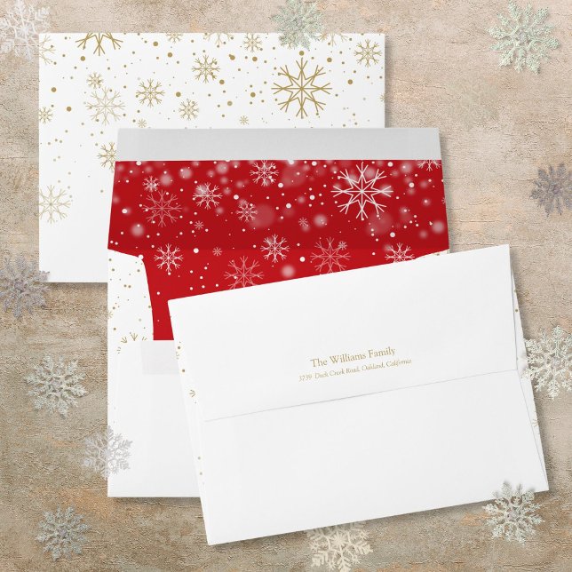 Enveloppe Gold Snowflakes Noël Holiday Adresse de retour (Gold Snowflakes Christmas Holidays Return Address Envelope)
