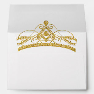 Enveloppe Gold Tiara Parties scintillant Quinceanera Anniver