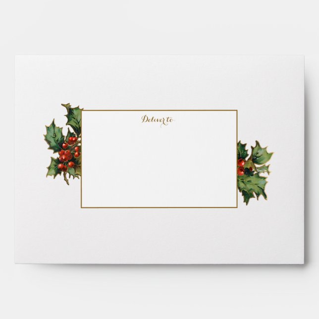 Enveloppe Gold Trimmed Holly Christmas Joy (Devant)