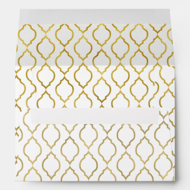 Enveloppe Gold & White Elegant Faire-part de mariage marocai (Dos (Bas))