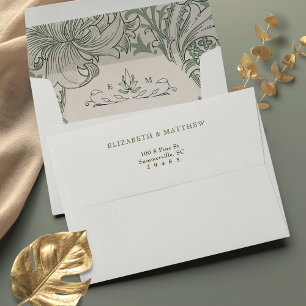 Enveloppe Golden Lily Mariage Muet Sage Vert