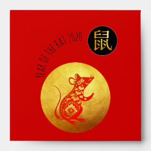 Enveloppe Golden Red Rat Papercut Chine Nouvel An 2020 SRE