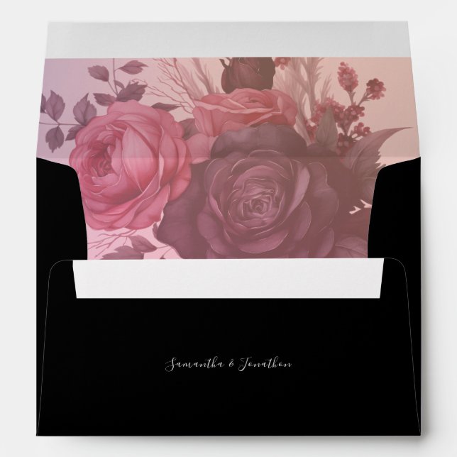 Enveloppe Gothique Dark Moody Floral Rose Mariage (Dos (Bas))